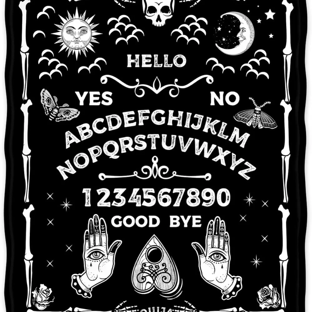 Mystic Black and White Ouija Board Throw Blanket